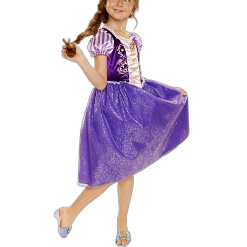 Disney Princess Rapunzel Purple Pink Satin Velvet Costume Dress Girl's Size 4-6X